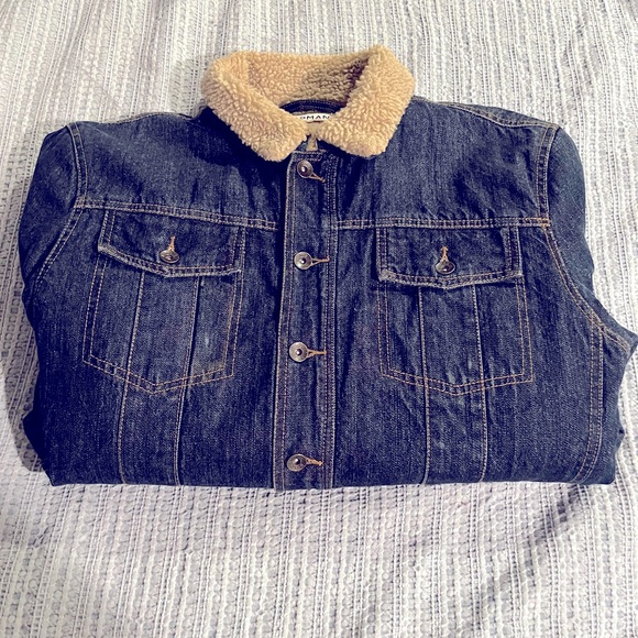 Fleece Lined Denim Trucker Jacket - Picture 1 of 6